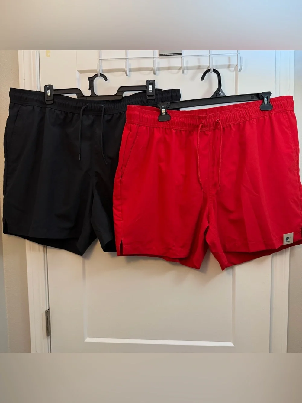 2XL Men's swim Drawstring Shorts - Red and Black - 2 pair